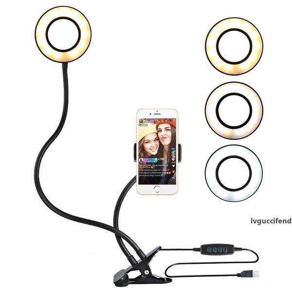 

selling selfie ring light with cell phone holder for live stream and makeup, led camera light with long arms for iphone, android phone