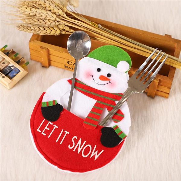 

christmas cutlery cover santa claus snowman deer knife fork skirt xmas knife spoon pocket table decoration dhe1090