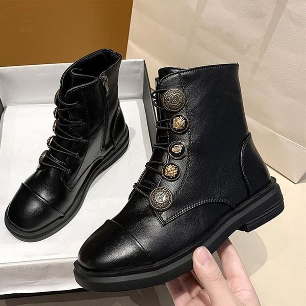 

women boots mid calf shoes winter autumn ladies fashion lace up plaform pu leather woman shoe zipper 2020 new female footwear, Black