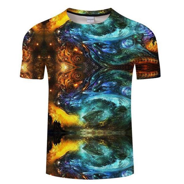 

wholesale yin and yang wolf black 3d print shirts humor funny graphic men clothing