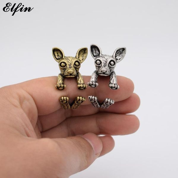 

elfin new vintage chihuahua adjustable fashion rings for women antique men jewelry big animal ring world of, Golden;silver