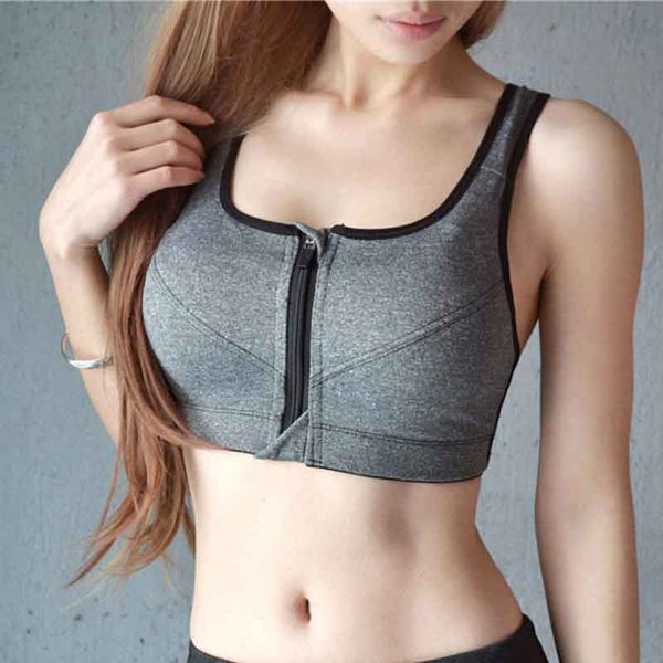 

salspor women push up sports bras shockproof zipper sports bra gym running padded tank breathable athletic vest plus size, White;black