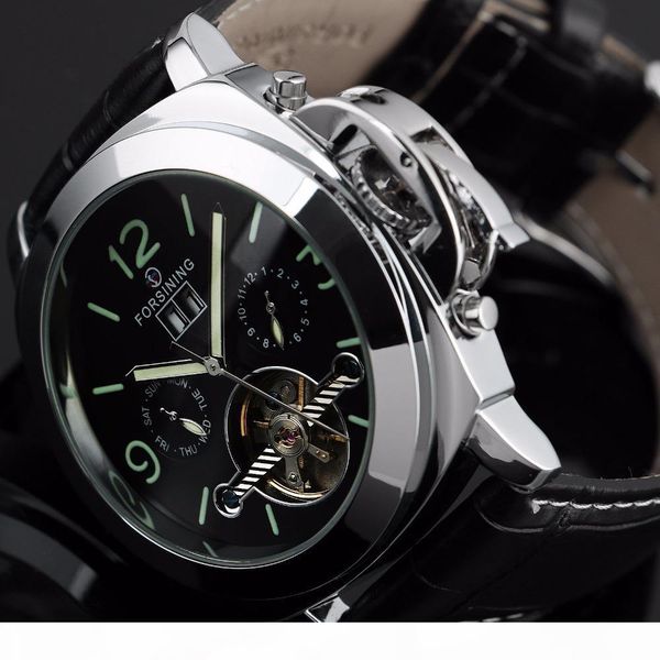 

2018 relojes hombre stainless steel sport tourbillon watch automatic mechanical steampunk watches men casual clock silver new c19010401, Slivery;brown