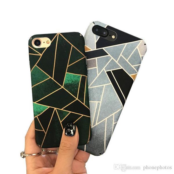 

cgjxsgeometric ink gree phone shell for iphone 6s /7plus original all -round scrub hard shell men and women fashion phone case cover