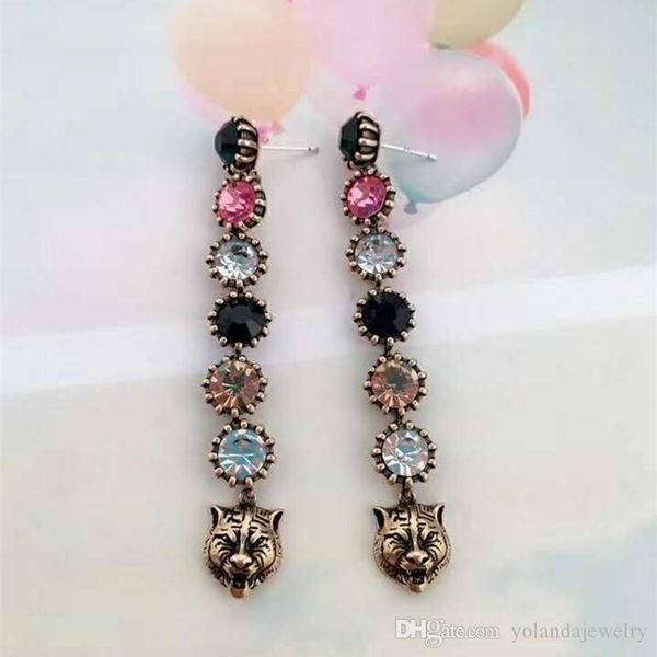 

fashion trendy women earrings gold plated colorful cz tiger head earrings for girls women for party wedding, Golden;silver