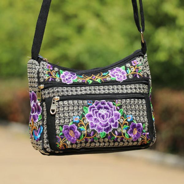 

new fashion embroidery double-layers bagsfloral embroiered lady shoulder&crossbody bags all-match lady national carrier