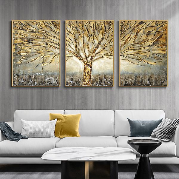 

abstract retro poster home decor picture nordic canvas painting wall art luxury gold tree art poster and print for living room