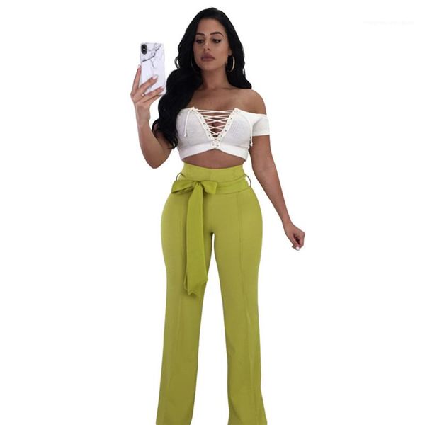 

length sashes high waist pants woman clothes women pants fashion natural color straight pants casual full, Black;white