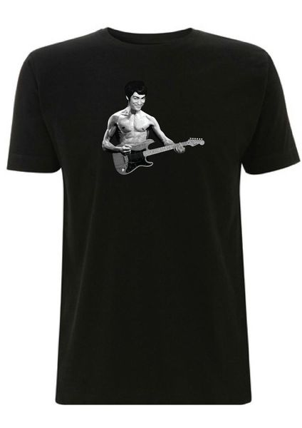 

2020 100% cotton bruce lee guitar t-shirt enter the dragon fun t shirt game music tee shirt