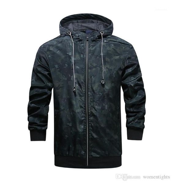 

coats spring mens outwear with zipper fashion designer camouflage thick jackets hooded long sleeve mens, Black;brown
