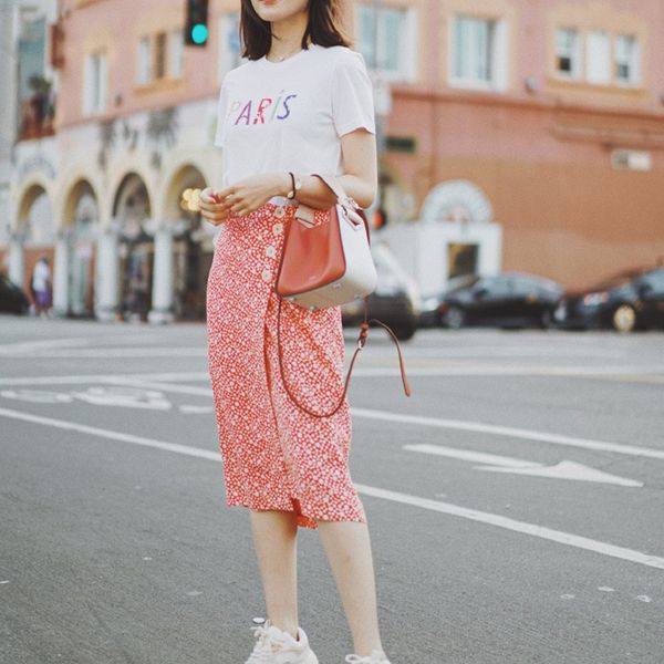 

women skirt one-piece wrap printing high waist midi skirt, Black