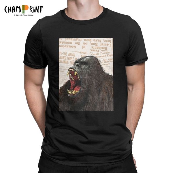 

men's howling bigfoot t shirts sasquatch monster hunter pure cotton clothing funny short sleeve tee shirt plus size t-shirt