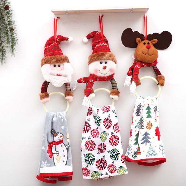 

fashion santa elk snowman round ring toilet circular towel ring for home decor lovely christmas decoration towel hanging
