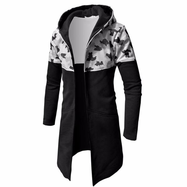 

hoodie male cardigan 2020 hip-hop camo stitching hoodies men sweatshirt hoodies mens hooded plus size coat jacket xxxl f66, Black