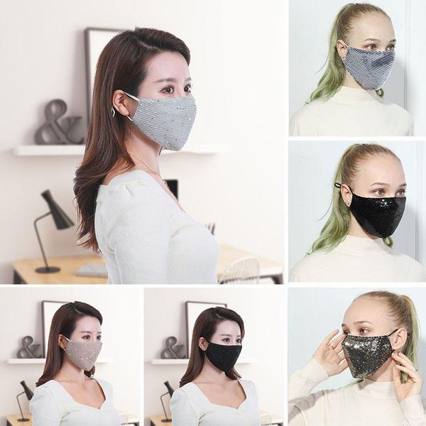 

2020 blingbling регулируемых fashion party блестка дизайнер роскошных взрослых маска для лица женщин моющейся многоразового dust ветрозащитн