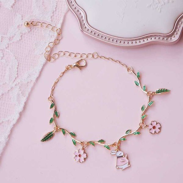 

japanese sen soft sister princess wind lolita summer small fresh green leaf flower student bracelet female, Black