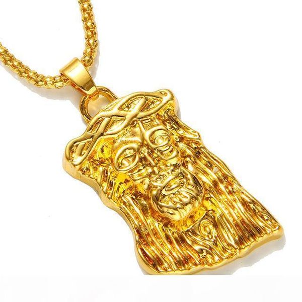 

gold filled jesus piece pendant necklace for men women hip hop jewelry gold chunky chain long necklace, Silver