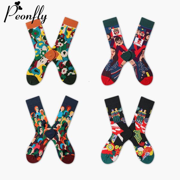 

peonfly harajuku style women's socks combed cotton cartoon illustration pattern cute funny happy kawaii socks for christmas gift, Black;white