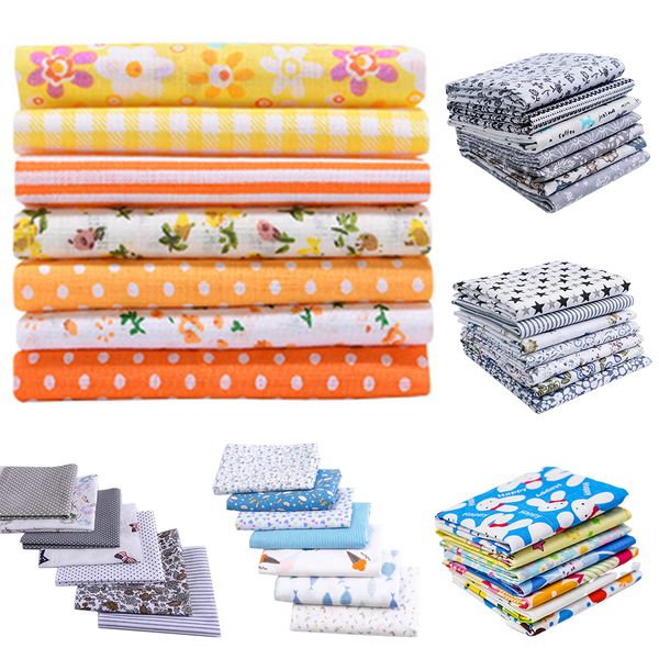 

7pcs for tailor plain fabric diy craft home soft printed cloth cotton blend