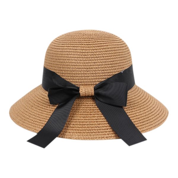 

women's summer outdoor big brim beach hat bow sun hat wild fashion straw, Blue;gray