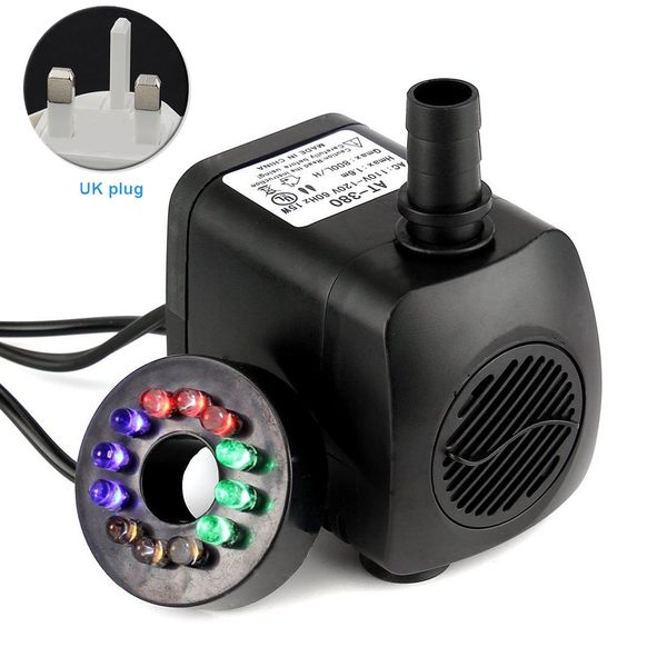 

submersible water pump with 12 led light for fountain pool home garden pond fish