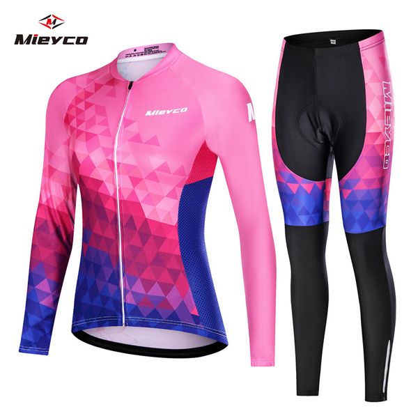 

cycling jersey set spring autumn 2020 team long sleeve ropa ciclismo feminina breathable racing bikeclothing mtb bike 5d gel pad, Black;blue