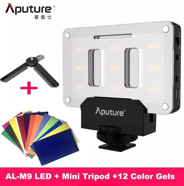 

instock aputure al-m9 pocket led color light camera studio rechargeable pgraph cri/tlci 95 for wedding film with gift