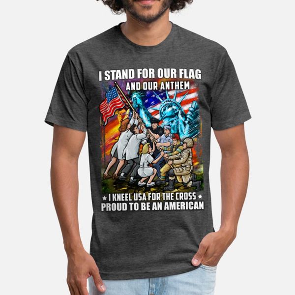 

proud to be an american i stand for usa flag t shirt men create tee shirt o-neck formal anti-wrinkle building summer style normal shirt
