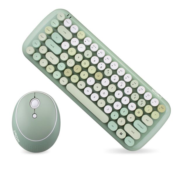

mofii mini wireless keyboard mouse set round keycap multi-colour cute lovely for girls (multicolor green)