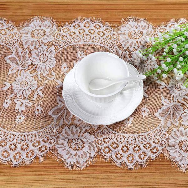 

35x300cm lace floral wedding decor party supplies table runner embroidery covers