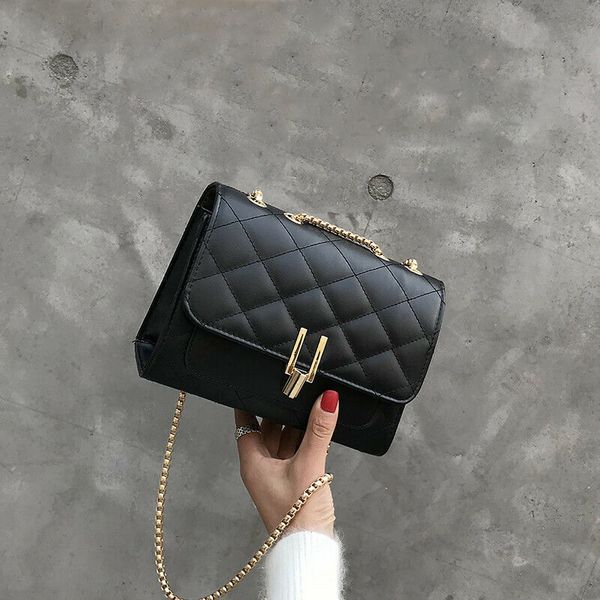 

new classics women's lambskin flap shoulder bags black small square striped bag pu leather handbags