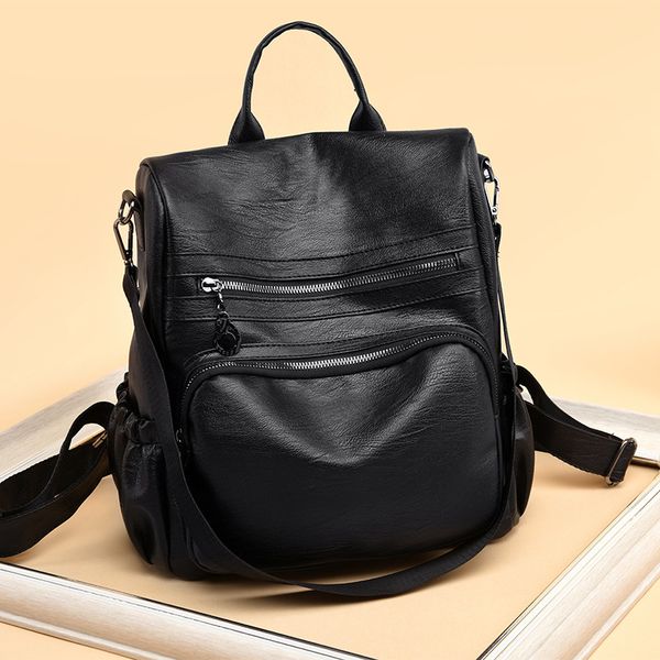 

leather luggage tag2020 anti-theft backpack female korean style new fashion all-match womens multi-function dual-use soft leather womens bac