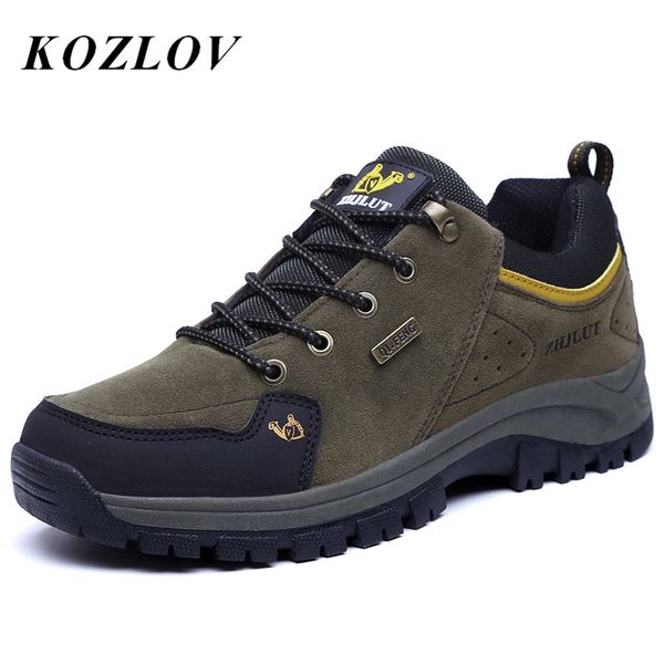 

brand men's winter boots warm men's snow boots leather waterproof men sneakers outdoor men hiking work shoes, Black