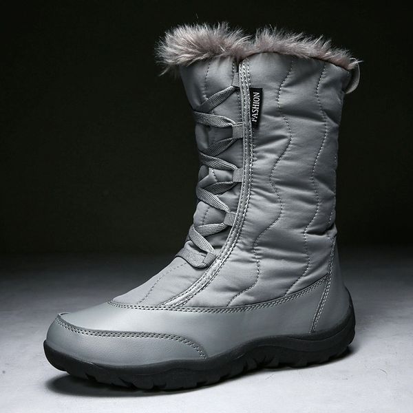

женщины boots 2020 зима снег сапоги женщины водонепроницаемого высокое качество покрытие резина для keep warm плюшевых фур botas mujer, Black