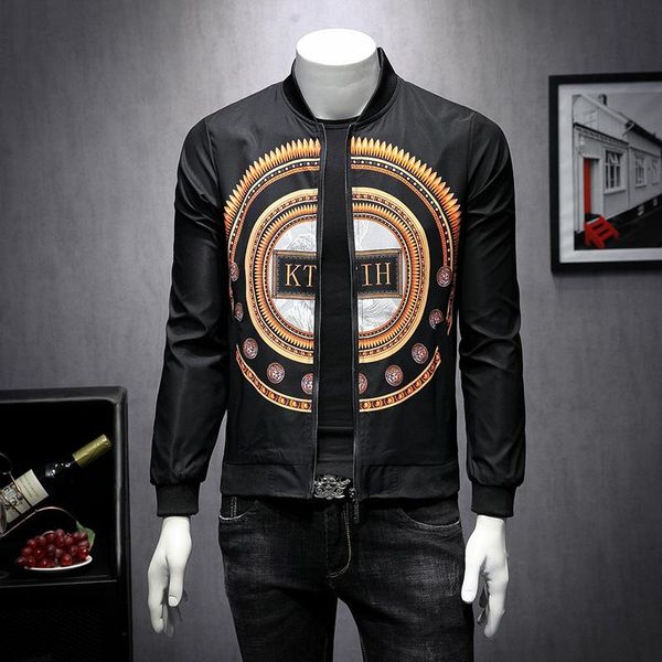 

men's wear 2020 autumn baseball coat exquisite printing and personality design, Black;brown