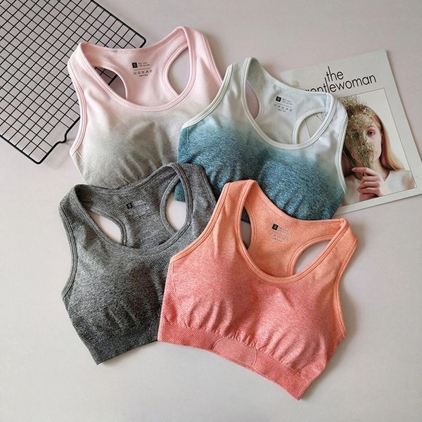 

seamless shockproof sports bra for fitness yoga racerback sport bra with removable pad push up gym active wear, White;black