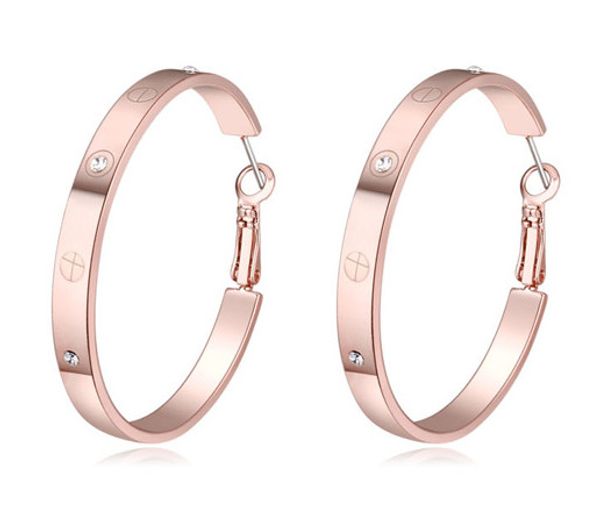 

earrings jewelry fashion women austrian crystal 18k gold plated hoop earrings wholesale drop shipping ter092, Golden;silver