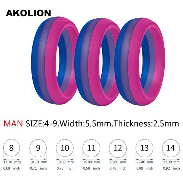 

3pcs a lot man bisexual pride ring new silicone wedding round solid environmental cool comfortable rings sr-0001, Golden;silver