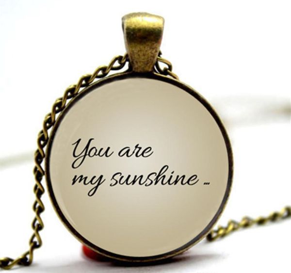 

10pcs you are my sunshine- my only sunshine . paired necklace. set of two pendants jewelry. glass cabochon necklace, Silver