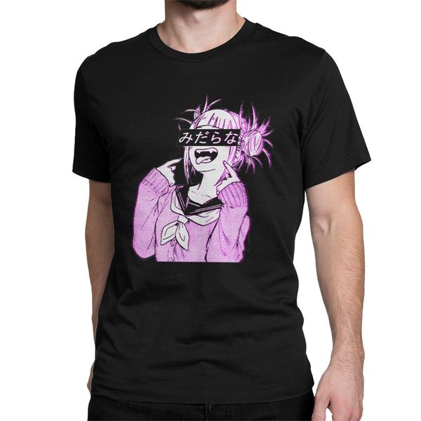 

men japanese anime harajuku style t shirt my hero academia himiko toga pure cotton t-shirt short sleeve crewneck tee shirt