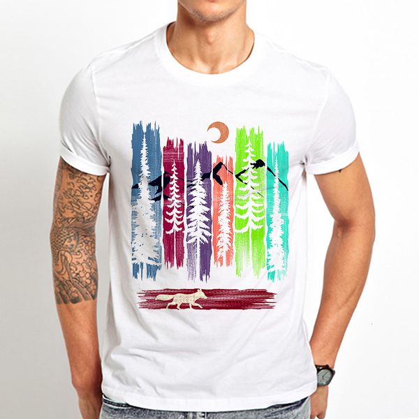 

fox in wild forest colors funny t shirt men new white casual homme cool nature t-shirt unisex