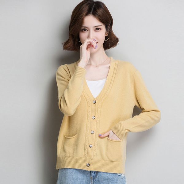 

короткие женские кардиган трикотаж пальто трикотаж верхняя одежда шаль рыхлый 2020 осенью новый свитер кардиган пальто женская одежда kte5t, White;black