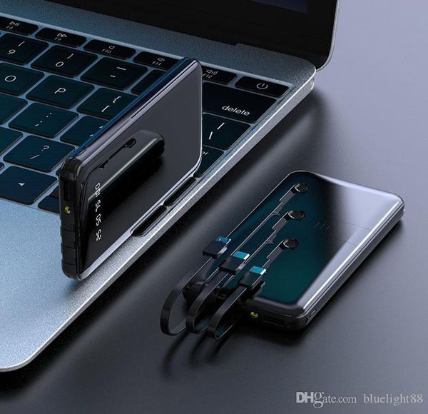 

cgjxspower bank 20000mah portable fast charging full screen built -in 3 cables powerbank external battery for xiaomi samsung