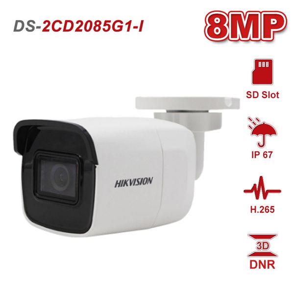 

8MP 20fps Bullet Network CCTV IP Camera Original DS-2CD2085G1-I Powered by Darkfighter H.265+ POE WDR SD Card Slot