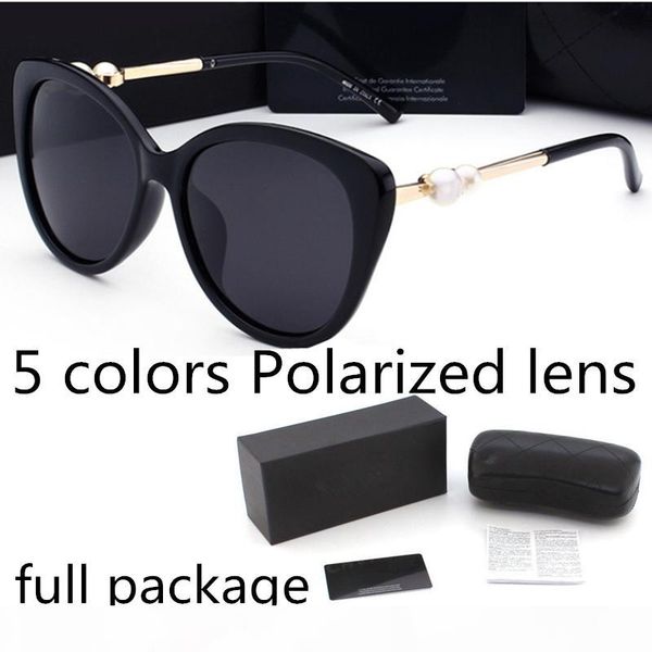

fashion pearl designer sunglasses brand polarized lens sun glasses eyewear for women eyeglasses metal frame 5 color 2039, White;black