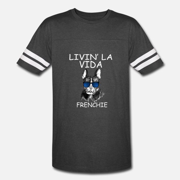 

livin' la vida frenchie t shirt men personalized 100% cotton crew neck outfit sunlight casual spring autumn unique shirt
