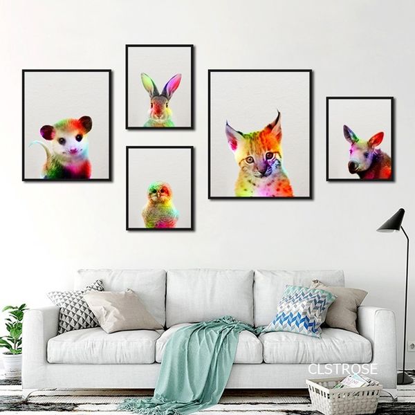 

art canvas pictures dazzle colour animals rabbit tiger lion posters nordic modern style for living room decor painting unframed