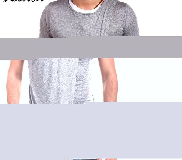 

leelion 2018 summer fake two t shirt men irregular hem short sleeve t-shirt fashion solid slim hip hop streetwear man's tshirt, White;black
