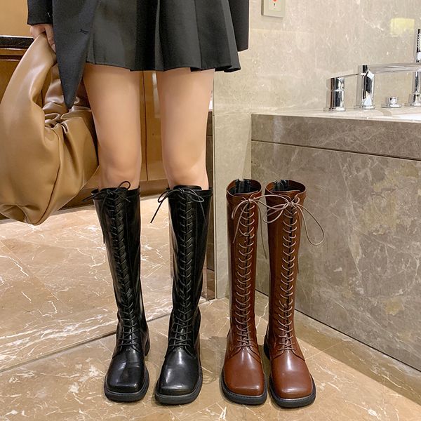 

shoes women's mid calf boots luxury designer thigh high heels high round toe boots-women booties ladies, Black