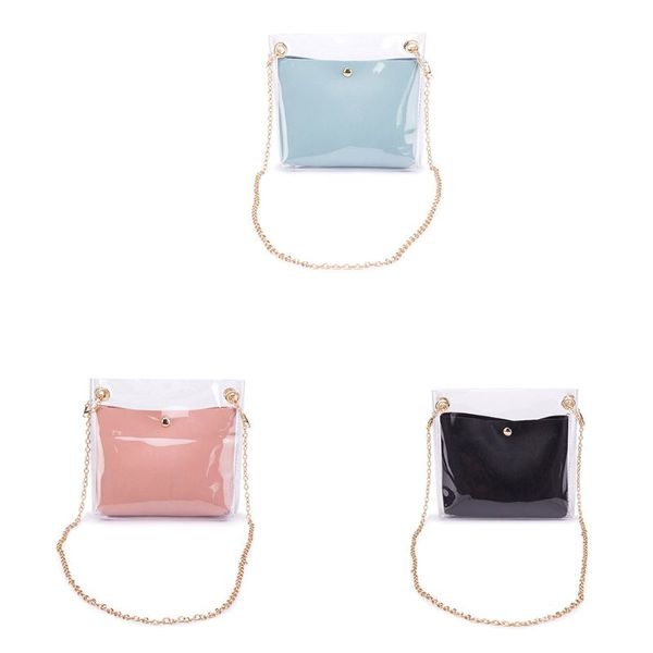 

women girls small handbag chain strap shoulder bag transparent messenger summer beach purse crossbody tote